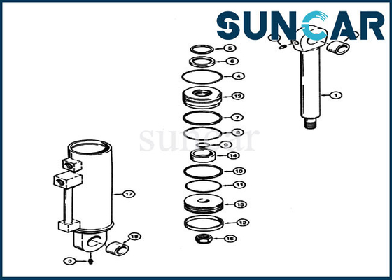 خرید کیت مهر و موم روغن تعمیر سیلندر کمکی لودر S300163 مناسب 621، 721 کیس چرخ لودر online manufacture