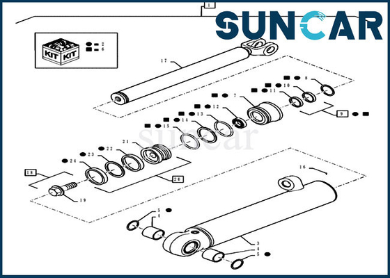 خرید 87434292 کیت آب بندی تعمیر سیلندر بالابر متناسب با جعبه 521D 521F 521E مدل های قطعات تعویض لودر online manufacture