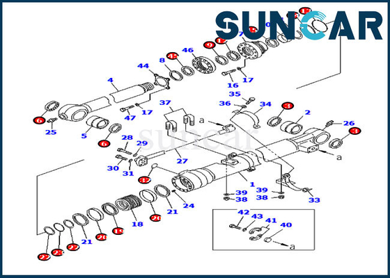خرید کیت مهر و موم 707-99-45070 کیت سرویس سطل سیلندر هیدرولیک برای Komatsu PC200-8 HB205-1 HB215LC-1 online manufacture