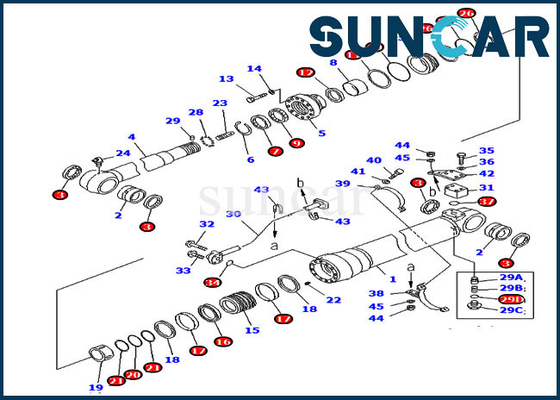 خرید کیت تعمیر مهر و موم PC220LC-6 Komatsu 707-99-58300 7079958300 متناسب با سیلندر بازویی 100 میلی متری میله 140 میلی متری online manufacture
