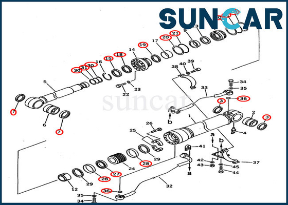 خرید کیت مهر و موم بوم 207-63-02100 سیلندر هیدرولیک 2076302100 برای بیل مکانیکی KOMATSU PC300-5 PC300LC-5 online manufacture