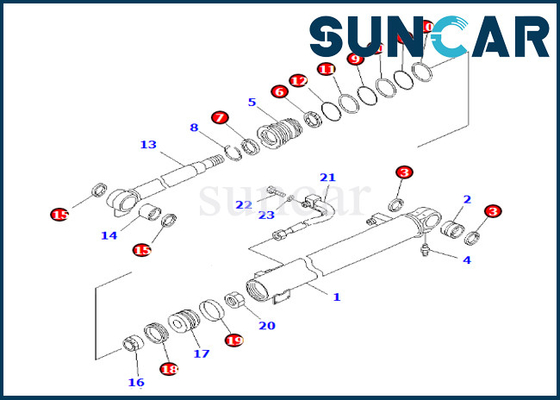 خرید 707-98-24281 7079824281 کیت آب بندی سیلندر بوم کوماتسو برای PC35MR-1 کیت سرویس سیلندر بوم PC35MRX-1A online manufacture