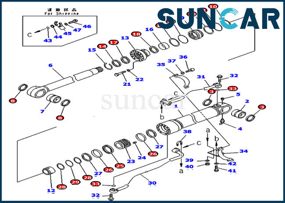 خرید PC400-6C PC400LC-6Z Komatsu 707-99-67305 7079967305 کیت سرویس بیل مکانیکی بوم سیلندر هیدرولیک online manufacture