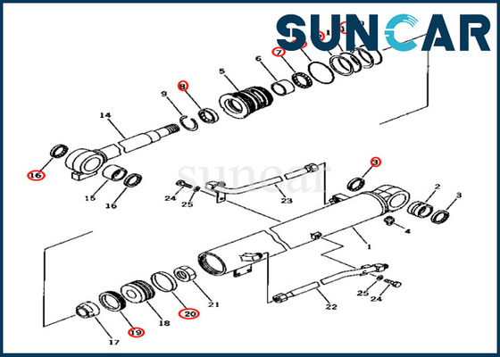 خرید 707-98-26560 Komatsu 7079826560 کیت سیل سیلندر بوم برای PC40-7 کیت تعمیر سیل سیلندر بوم online manufacture