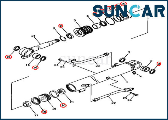 خرید 707-98-34140 کیت مهر تعمیر سیلندر بوم 7079834140 برای مدل ها PC45-1 PC50UG-2 Komatsu online manufacture