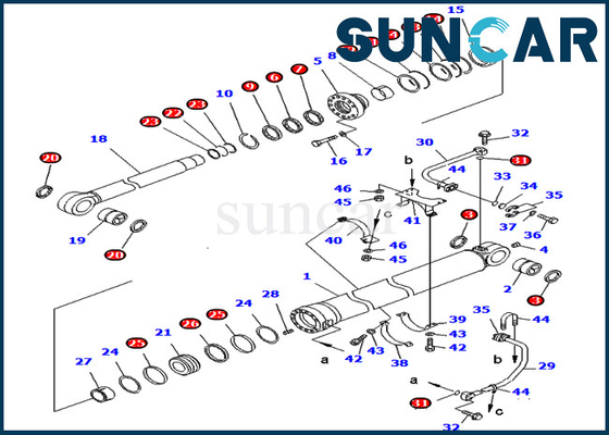 کیت سرویس 707-99-68650 7079968650 کیت مهر و موم روغن سیلندر سطلی برای PC750-6 PC750SE-6 Komatsu