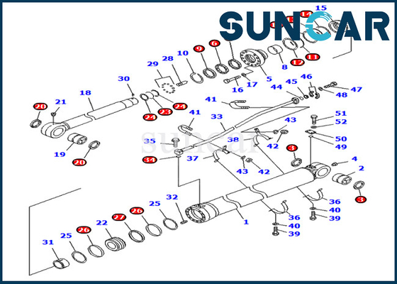 سیلندر هیدرولیک کیت مهر و موم تعمیر بازو 707-99-68660 برای PC750SE-7 PC800-7 Komatsu نسخه خارجی
