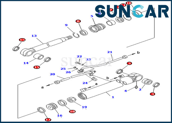 707-98-43210 7079843210 کیت مهر و موم سیلندر بوم متناسب با قطعات داخلی بیل مکانیکی کوماتسو PC75UD-2 PC75UU-3