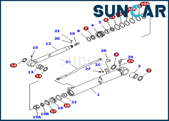 707-98-35270 7079835270 کیت تعمیر سیل سیلندر بازو برای PC75UD-3 PC75UU-3 Komatsu Mono Boom