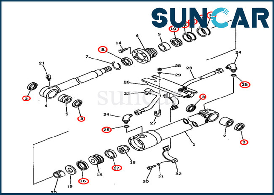 کوماتسو PC75UU-1 707-98-27500 7079827500 کیت آب بندی بازو کیت آب بندی تعمیر سیلندر هیدرولیک