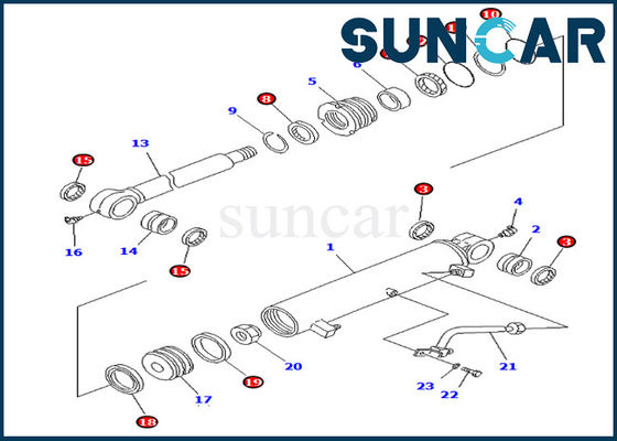 کیت مهر و موم بوم 707-98-34560 7079834560 کیت سرویس سیلندر افست برای قطعات داخلی کوماتسو PC75UU-2 PC75UU-3