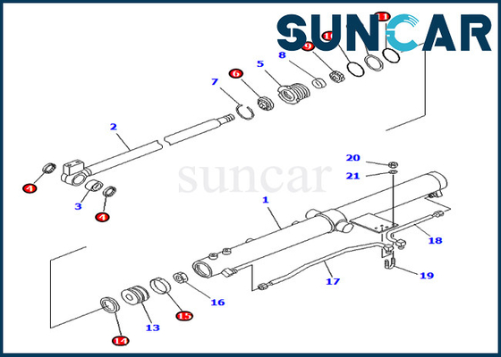 PC75UU-2 PC75UU-3 Komatsu 707-98-24830 7079824830 کیت آب بندی سیلندر اسلاید بازوی بیل مکانیکی
