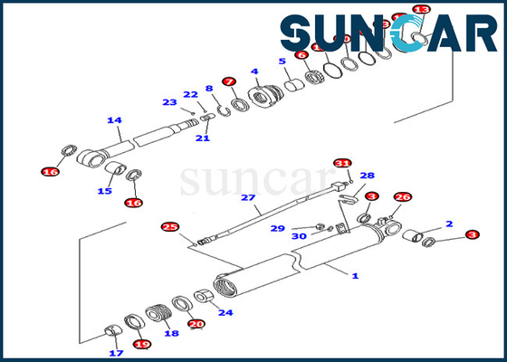 707-98-35310 7079835310 کیت مهر و موم سیلندر بازویی مناسب برای PC78US-8 PC78MR-6 PC88MR-6 قطعات داخلی کوماتسو