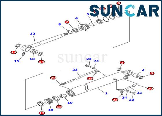 کوماتسو 707-98-26720 7079826720 کیت تعمیر سطل سیل سیلندر هیدرولیک برای بیل مکانیکی PC78MR-6 PC78US-8