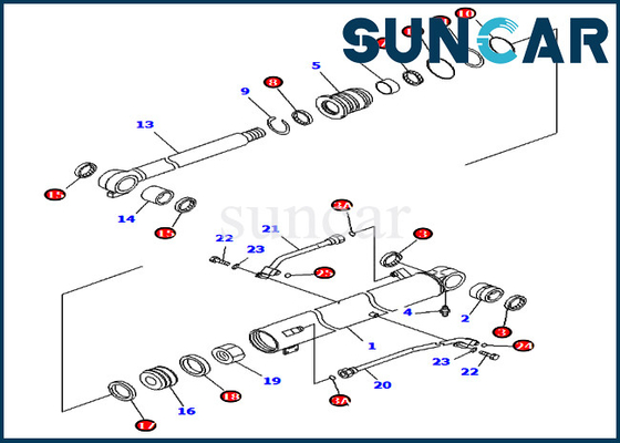 کیت جایگزین کیت بیل مکانیکی PC78UU-6 PC78UU-8 Komatsu 707-98-43300 7079843300 کیت سیل سیلندر بوم