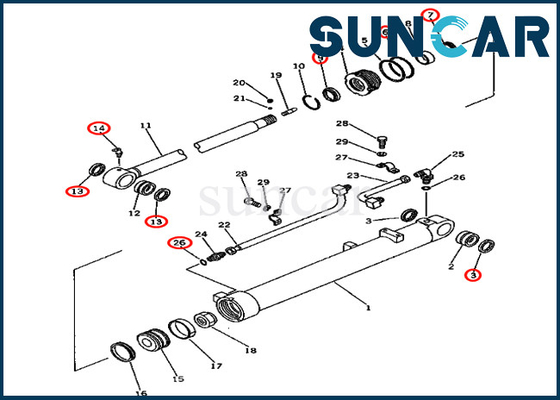 کیت تعمیر کیت سرویس بازو PC80-1 برای سیلندر هیدرولیک کوماتسو 20X-63-66300 20X6366300