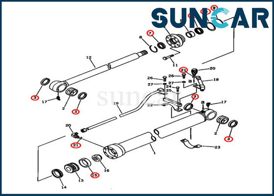 کیت مهر و موم تعمیر سطل 20X-63-02030 20X6302030 PC80-3 PC80LC-3 مدل های کوماتسو کیت آب بندی سیلندر