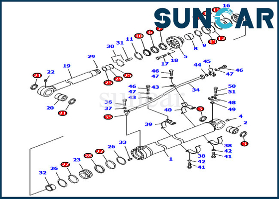 707-99-68470 7079968470 کیت مهر و موم بیل مکانیکی بازو سیلندر هیدرولیک متناسب با Komatsu PC800LC-8 PC850-8