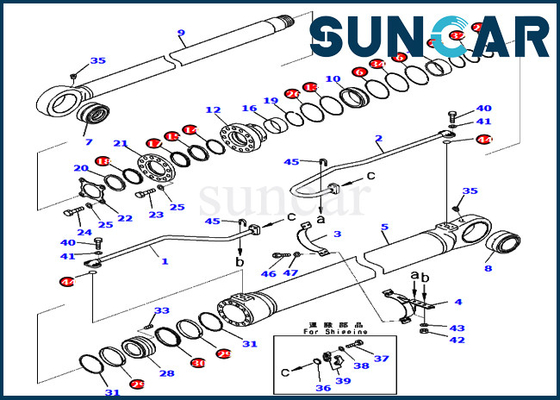 کیت آب بندی سیلندر بوم 721-98-00920 7219800920 کیت سرویس بیل مکانیکی برای PC800SE-8E0 Komatsu
