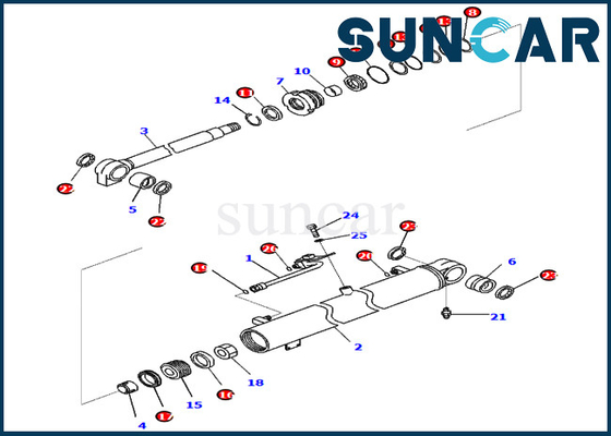 کیت آب بندی بوم کوماتسو 707-98-36740 7079836740 کیت سیل تعمیر سیلندر PC88MR-10 PW98MR-10