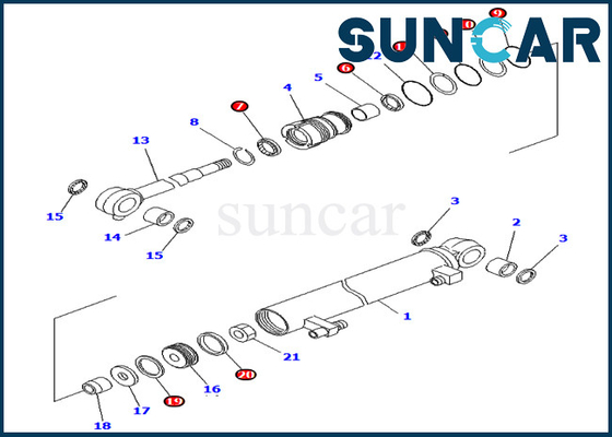 کیت آب بندی بیل مکانیکی 707-98-03030 7079803030 PC02-1 کیت تعمیر سیل سیلندر بوم کوماتسو