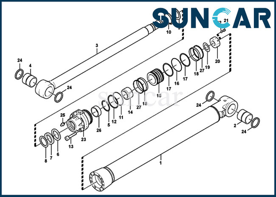 EC700B SUNCARVO.L.VO VOE14618213 VOE 14618213 کیت سرویس تعویض کیت سیلندر بازوی Dipper