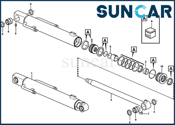 EC27C SUNCARVO.L.VO 15077572 کیت مهر و موم تعمیر سیلندر بوم VOE15077572 قطعات کیت خدمات بیل مکانیکی