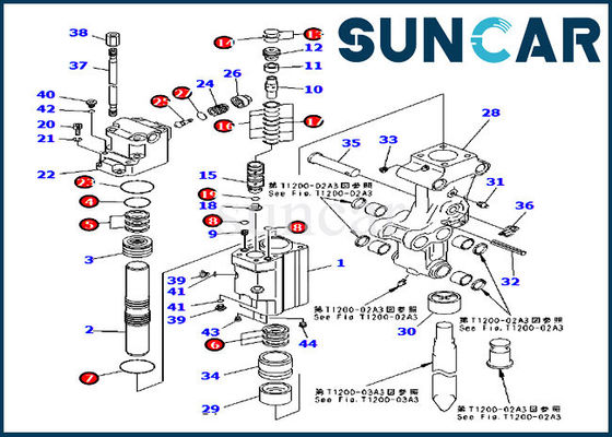 کیت مهر و موم کننده هیدرولیک بازو BK301Z-SK1 برای بیل مکانیکی Komatsu PC30R-8