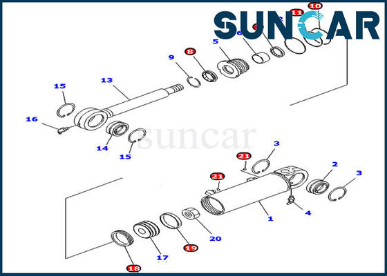 707-98-24710 7079824710 کیت مهر و موم سیلندر هیدرولیک کوماتسو برای D39EX-21 D39PX-21