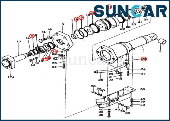 کیت مهر و موم سیلندر هیدرولیک تیغه Komatsu 195-63-05041 برای D355-3 خزنده بولدوزر