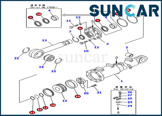 D375A-3 Komatsu Parts 707-98-74410 Tilt Seating Kit Hydraulic Cylinder Service Kit