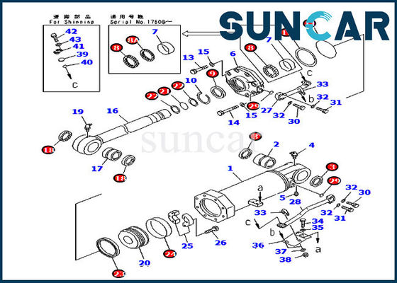 مقاومت روغن 707-98-74400 کیت مهر و موم سیلندر آسانسور برای D375A-3 D375A-3A Komatsu