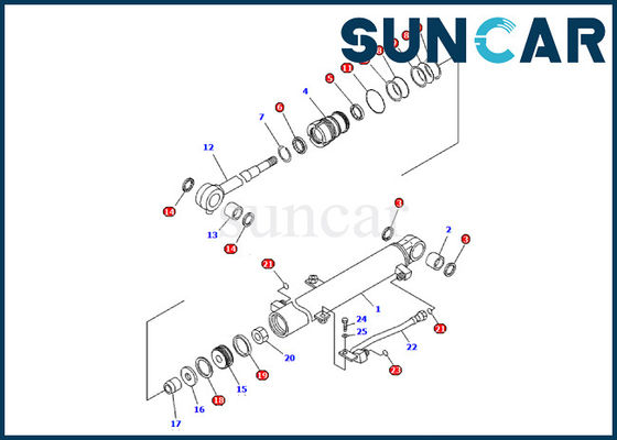 707-98-03570 کیت مهر و موم سیلندر بوم Komatsu PC09-1 کیت سرویس قطعات داخلی بیل