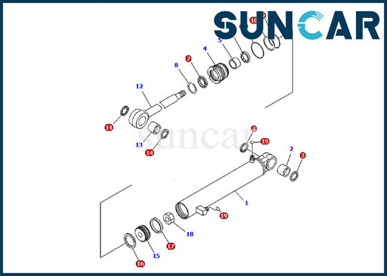 707-98-03580 کیت تعمیر سیلندر سیلندر بازو کوماتسو مناسب برای تعمیرات بیل مکانیکی PC09-1