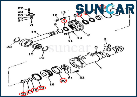 کیت تعویض سیلندر شیب تیغه D375A-3D Dozer 707-99-74420 کیت سرویس کوماتسو