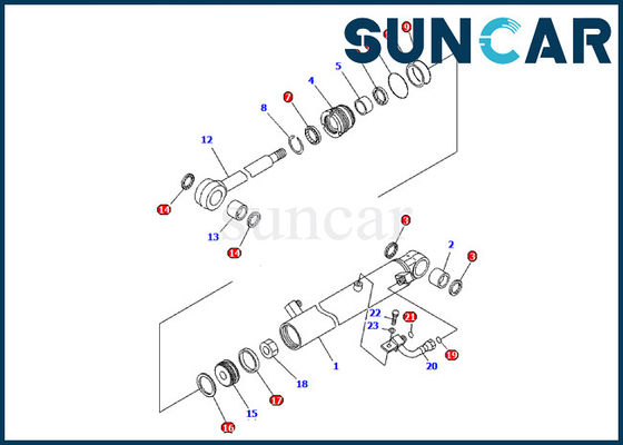 707-98-03590 سرویس کیت Komatsu Bucket Cylinder Seal Kit Fits PC09-1 قطعات تعمیر بیل مکانیکی