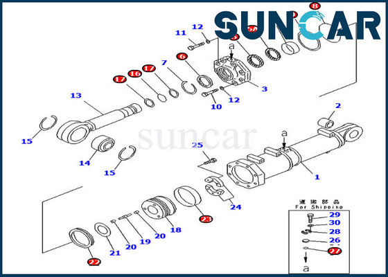 707-99-74460 کیت مهر و موم سیلندر شیب تیغه کیت سرویس کوماتسو برای پیچ دوزر D375A-3