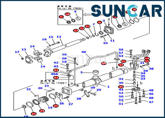 کیت های تعمیر سیلندر هیدرولیک بالابر کیت Komatsu 707-99-56510 BLade Service Kit