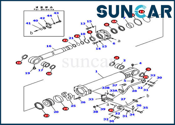 D375A-5 کوماتسو 707-99-74020 7079974020 کیت تعمیر مهر و موم سیلندر هیدرولیک Ripper Tilt