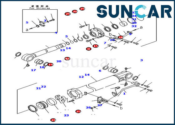 کیت تعمیر سیلندر کیت مهر و موم 7079974520 Blade Tilt For Komatsu Bulldozer D375A-5D
