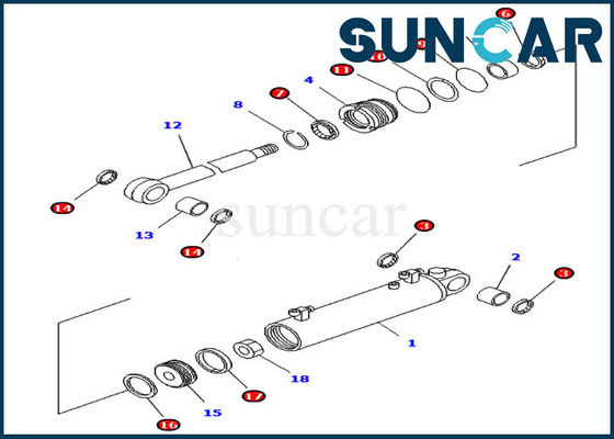 707-98-32820 کیت مهر و موم سیلندر آسانسور تیغه برای قطعات داخلی D41A-6 D41E-6 Koamtsu