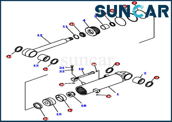 کیت تعمیر سیلندر کیت مهر و موم روغن D41E6T Komatsu 7079841060 برای قطعات داخلی بولدوزر