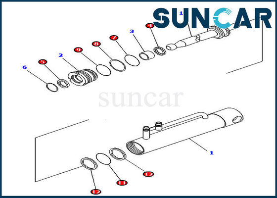 مقاومت در برابر خوردگی 707-99-11010 کیت مهر و موم سیلندر هیدرولیک برای Komatsu D475A-3