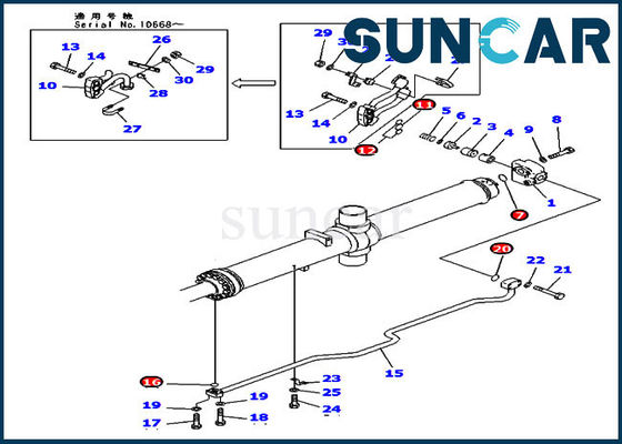 707-98-74110 کیت تعمیر سیلندر بالابر تیغه کیت مهر و موم هیدرولیک برای بولدوزر Komatsu D475A-3