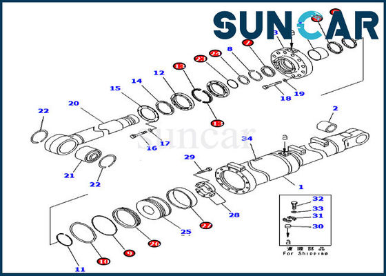 کیت های مهر و موم سوزن سیلندر تیغه Dozer 707-99-84050 D475A-5 کیت سرویس کوماتسو