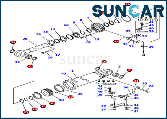 707-99-75530 کیت مهر و موم تعمیر سیلندر بالابر برای بولدوزر کوماتسو D475A-5