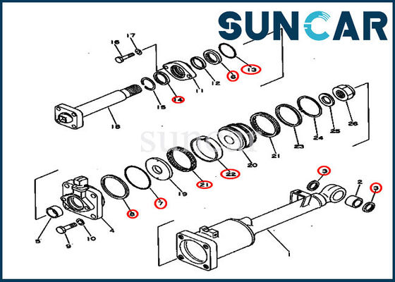 کیت تعمیر سیلندر شیب هیدرولیک 131-63-05050 کیت تعمیر سیلندر شیب دار Komatsu D50A-16 D50P-16