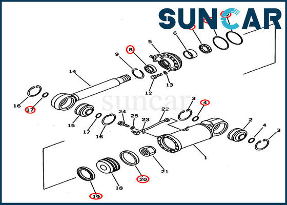 کیت تعمیر سیلندر هیدرولیک 707-98-53410 کیت مهر و موم شیب مناسب D53A-18 D53P-18 کوماتسو
