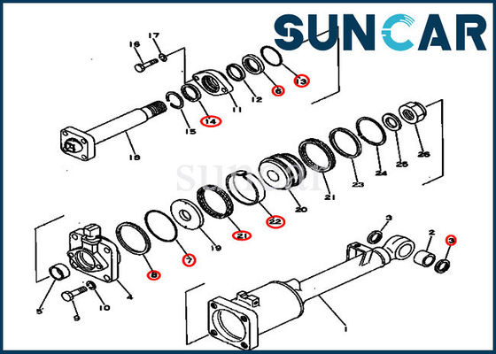 کیت آب بندی سیلندر شیب دار 130-63-05050 کیت تعمیرات ISO9001 برای D53A-16 D53P-16 کوماتسو
