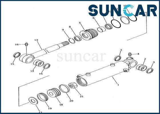 کیت های سیلندر سیلندر آسانسور کوماتسو PC10-7 بیل 707-98-12700 کیت های سرویس سیلندر